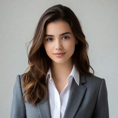 Business professional poses for headshot