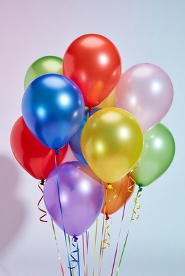 Balloons in bright colors on display