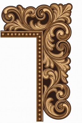Ornate border design in brown and gold