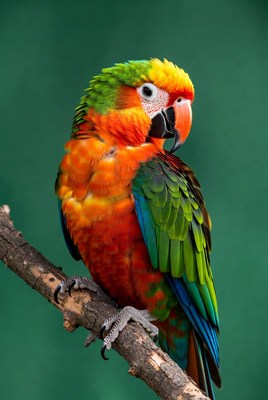 Colorful parrot on tree branch