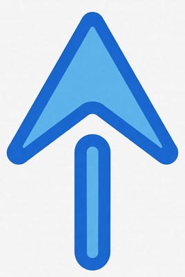 Upward arrow icon in solid blue