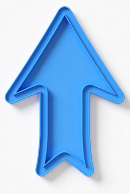 Blue arrow shape on white background