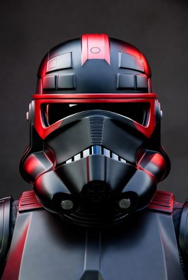 Futuristic soldier with red accents