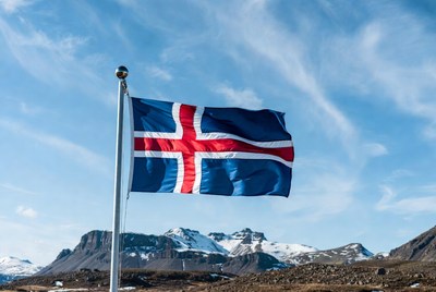 Flag of iceland waving in the wind