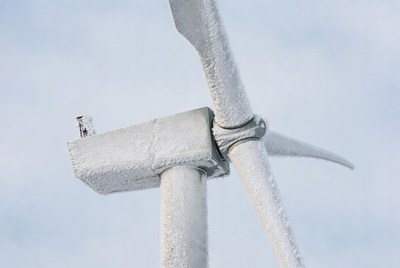 Wind turbine covered in ice