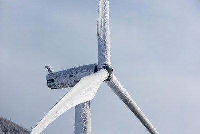 Wind turbine covered in ice