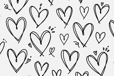 Hearts drawn on white background