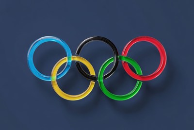 Olympic rings on a dark background