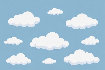 White clouds in a blue sky