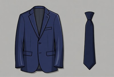 Suit and tie on gray background