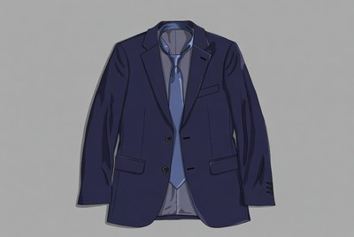 Suit and tie on gray background