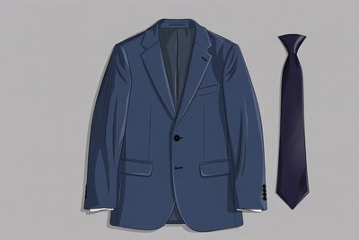 Suit and tie on gray background