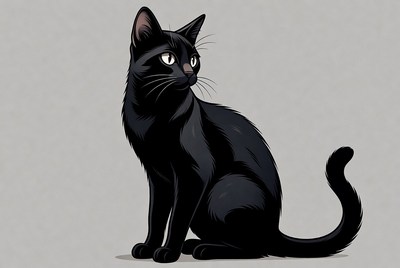 Black cat sitting quietly indoors