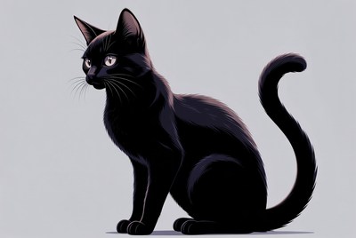 Black cat sitting quietly