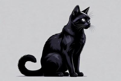 Black cat sitting quietly