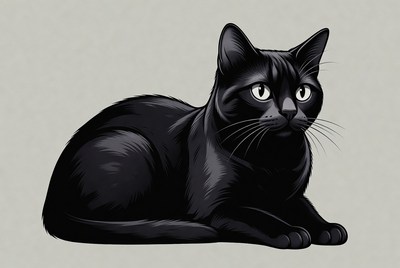 Black cat resting on a light background
