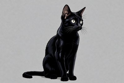 Black cat sitting quietly