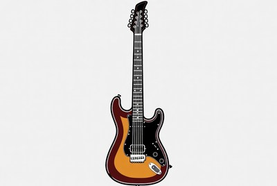 Colorful electric guitar design illustration
