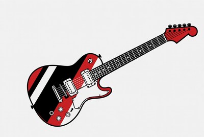 Electric guitar with bold colors and design