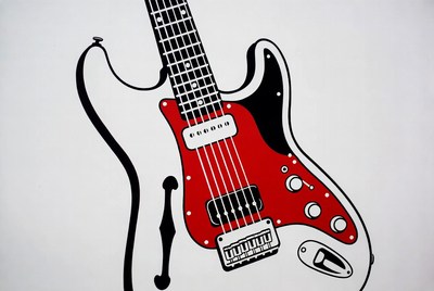 Guitar drawing on a white wall