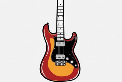 Electric guitar in red and black design