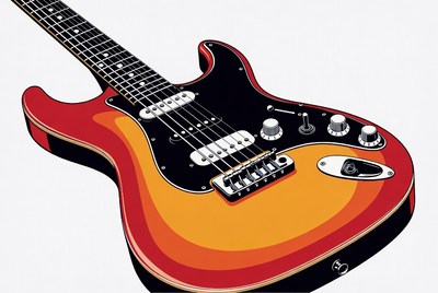 Electric guitar with colorful body design