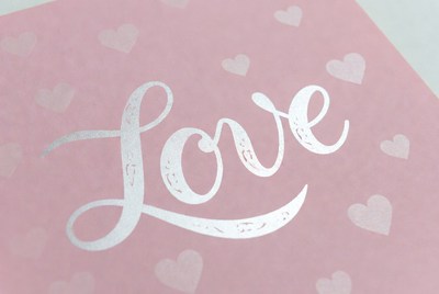 Simple design of love on pink background