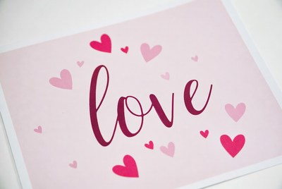 Heart design with the word love