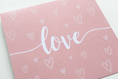Simple love design on pink background
