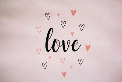 Hearts and love on pink background