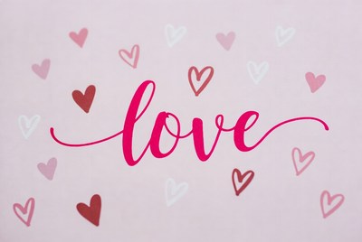Love with hearts on background