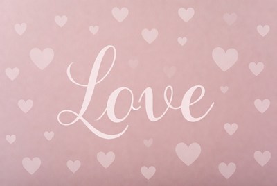 Love on a pink background with hearts