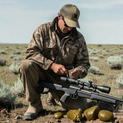 Hunter prepares gear for outdoor activity