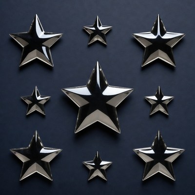 Various silver stars on dark background