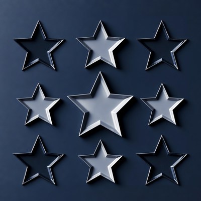 Metal star shapes on blue background