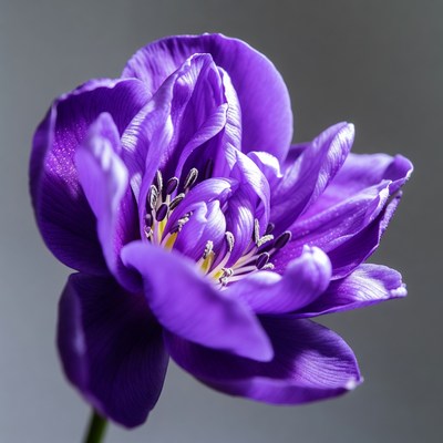 Purple flower bloom in close view