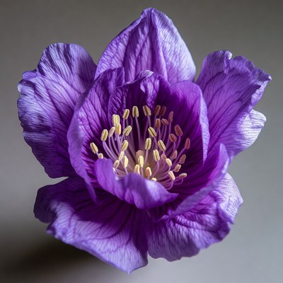 Purple flower close up in studio light