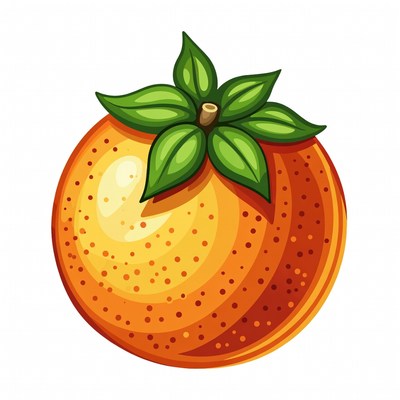 Fresh orange with green leaves