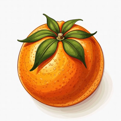 Orange with green leaves on top