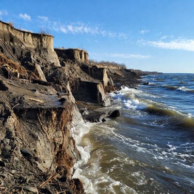 Erosion at the edge of the water