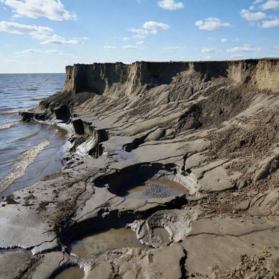 Erosion along the coastal shore