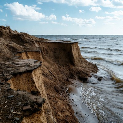 Erosion at the shoreline during daytime