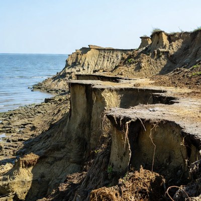 Coastal erosion at low tide