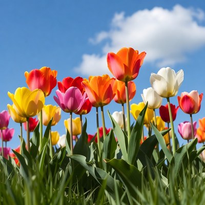 Colorful tulip field in spring season