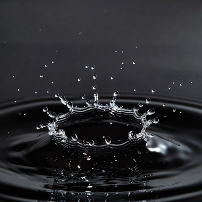 Water splash forming a crown shape