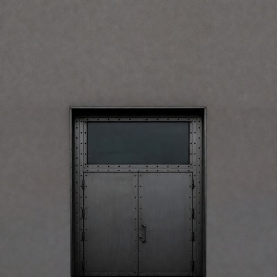 Gray door on simple wall