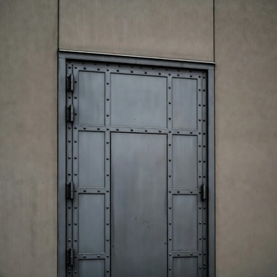 Metal door on building wall