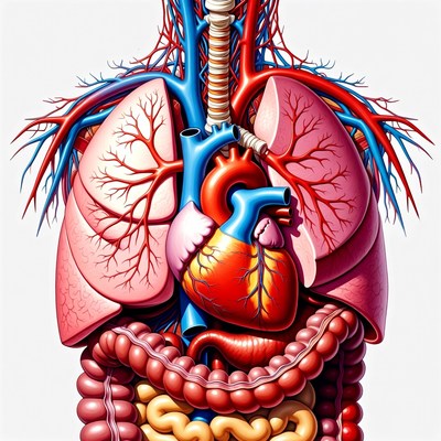 Detailed view of human anatomy organs