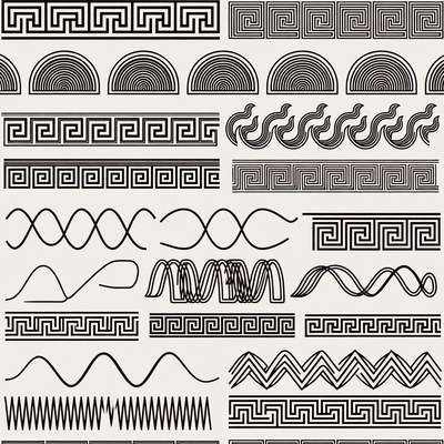 Patterns of line art designs and shapes