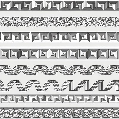 Decorative line patterns on white background